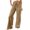 Khaki, variant on NinXxx Women's Summer Wide Leg High Waist Stretchy Loose Long with PocketsBrown L