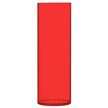 Clear Flower Vase Centerpieces Plastic Cylindrical Vases Home Wedding Decor 4"x12" Red