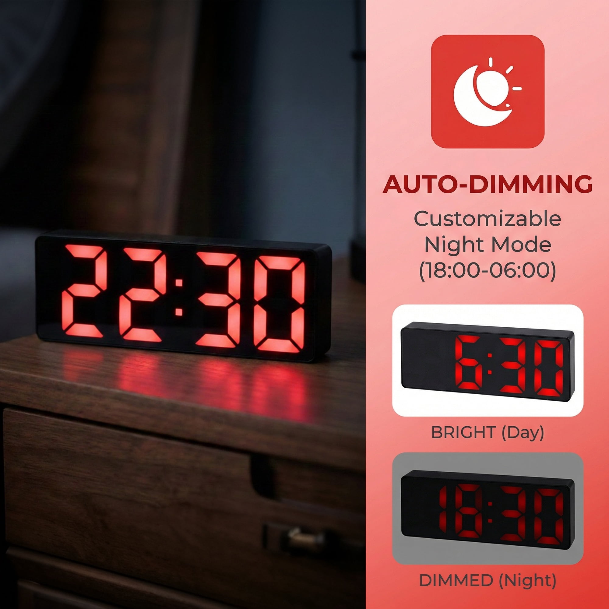 Unique Bargains Small Digital Alarm Clock for Deep Sleepers Yellow
