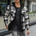 thumbnail image 2 of Men Shirts Casual Shirts Flannel Hooded Shirt Fall Winter Warmth Tee, 2 of 4