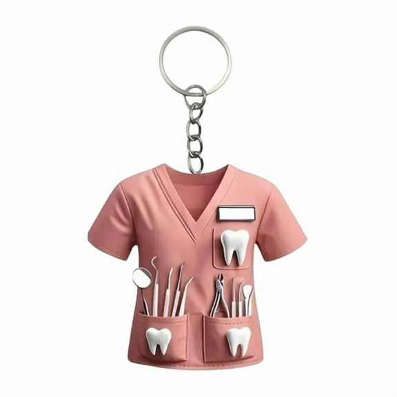 Professional Dental Nurse Uniform Keychain Acrylic Medical Staff Appreciation Gift Lightweight Durable Accessory