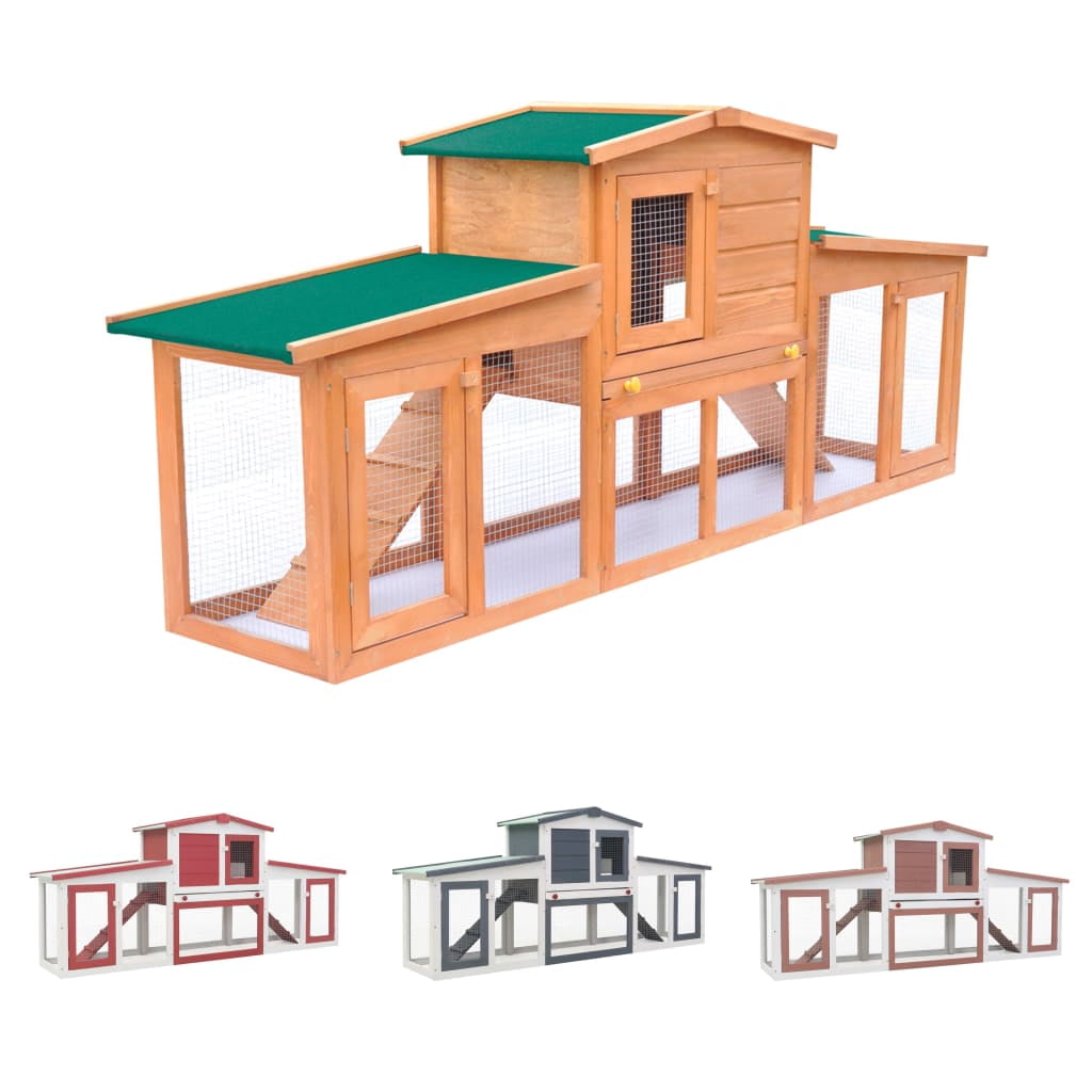 vidaXL Outdoor Large Rabbit Hutch Brown and White 80.3"x17.7"x33.5" Wood