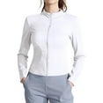 thumbnail image 2 of Qwertyu Athletic Jackets for Women Full Zip Lightweight Long Sleeve Workout Jackets Slim Fit Cropped Tops White M, 2 of 5