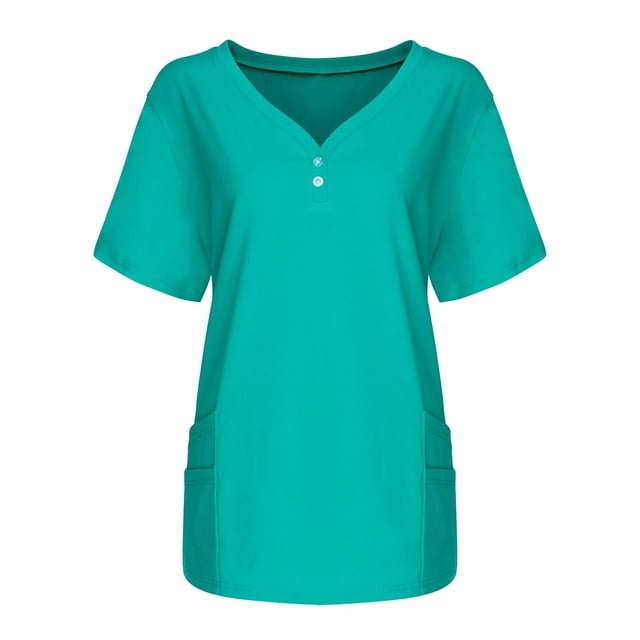 LSLJS Women's Tops Short Sleeve V-Neck Tops Working Solid Color T-Shirt Blouse Tops, Womens Plus Scrubs