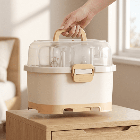 Portable Baby Bottle Storage Organizer Box – Compact Drying Rack for Home, Easy to Clean and Store
