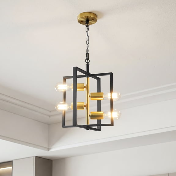 4-Light Modern Geometric Chandelier for Living Room Dining Room Hallway