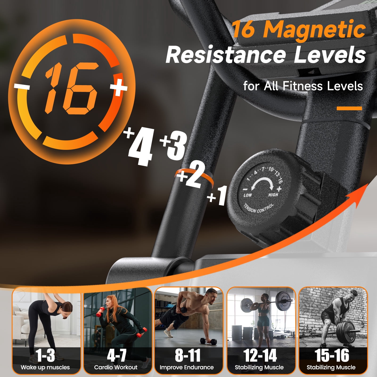 FED Fitness Foldable Elliptical – 16 Levels Magnetic Resistance, 350 lbs Capacity