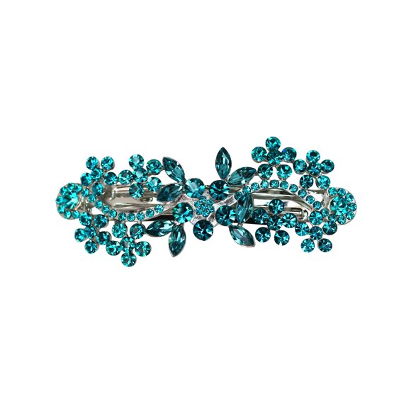Clip pasador de flor de cristal verde azulado precioso de Faship