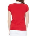 thumbnail image 3 of YEMAK Women's Classic Contrast Collar Short Sleeve Knit Pullover Sweater MK3591-PCK/HON-M, 3 of 5