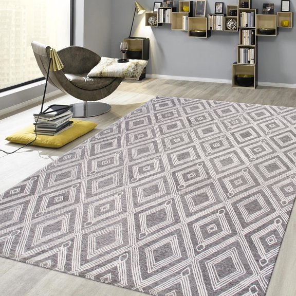 Pasargad Home Modern Collection Hand-Tufted Wool Area Rug, 8' 9" X 11' 9", Silver