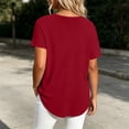 thumbnail image 6 of Women's Short Sleeve Curved Hem Shirts Summer Oversized V-Neck Button Down T-Shirt Casual Plain Daily Wear Tops Red, 6 of 7