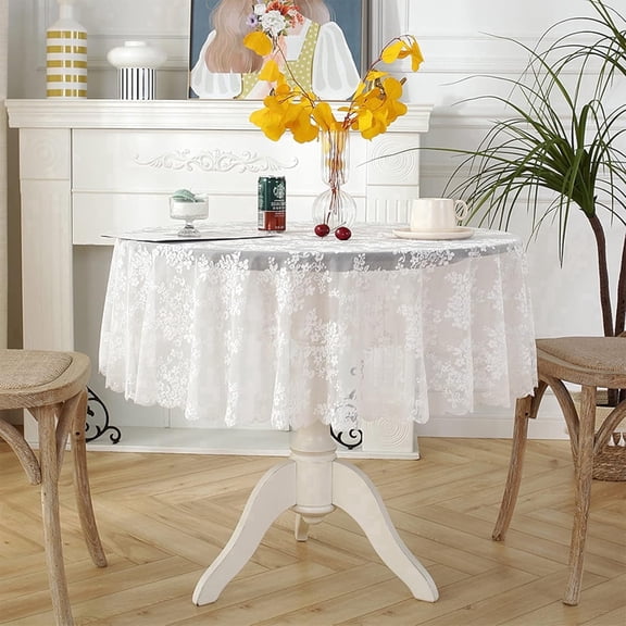 60 in Round Lace Tablecloth with Elegant Scalloped Bottom for Any Special Event Such as Wedding, Birthday Party, Baby Shower, Anniversary