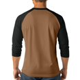 thumbnail image 4 of Mens Tshirts 3/4 Sleeve Crew Neck Henley T-Shirt Loose Fit Khaki Tshirt with Button Men Casual Shirt, 4 of 6