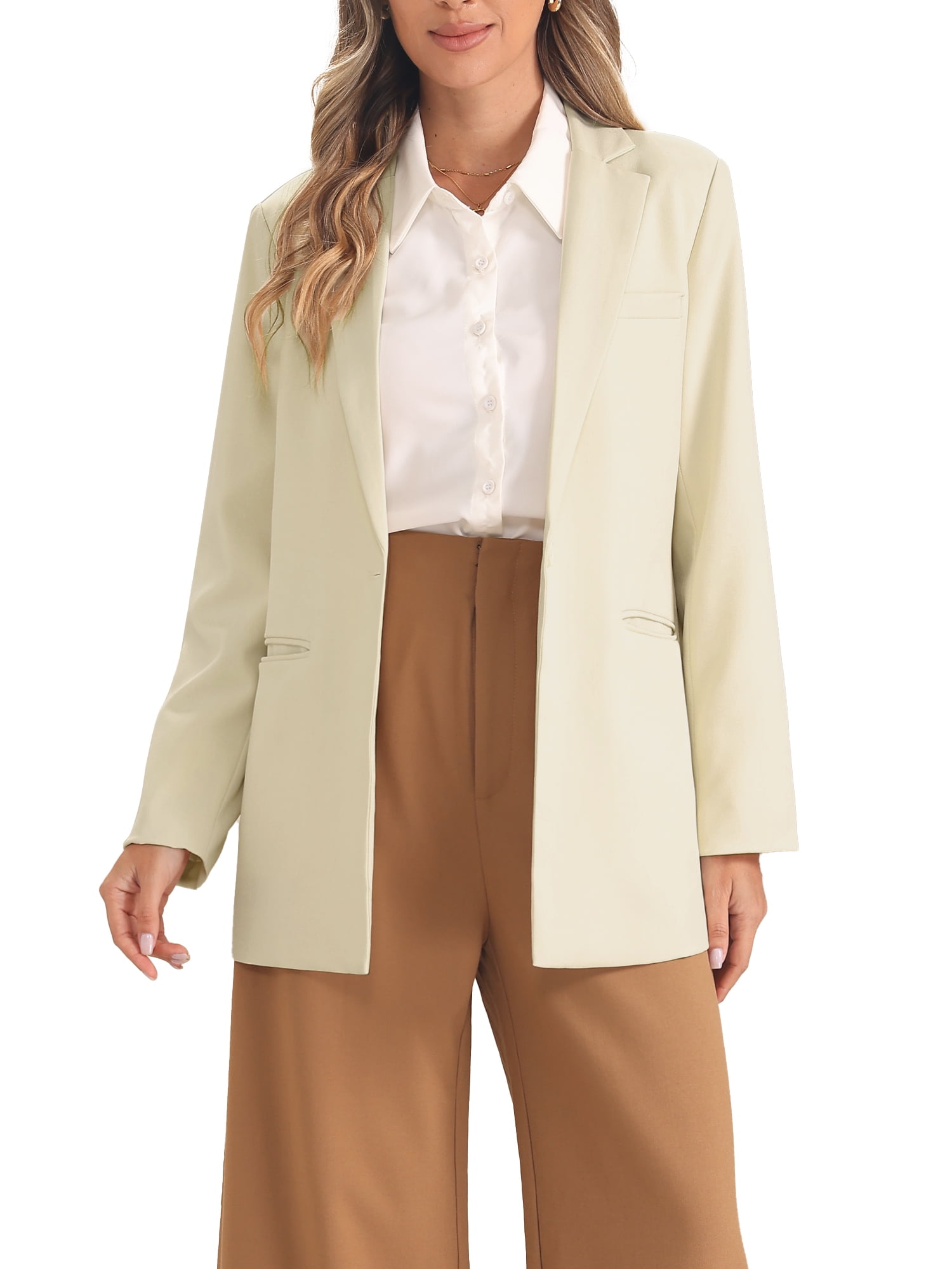 Chaqueta De Traje Informal De Manga Larga Para Mujer, Con Frente Abierto,  Para Negocios, Trabajo, Casual,, image size:1500x2000