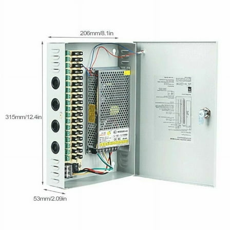 Miumaeov 12VDC 30A Channels Power Supply Distribution Box for Security Camera CCTV DVR System