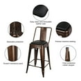 thumbnail image 3 of Leejay Coffee 24 inch High Back Counter Height Metal Barstool with Vegan Leather Seat, Set of 6, 3 of 5