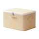 thumbnail image 2 of Caja de almacenamiento con llave con cajones – organizador plegable de tela para armario, caja beige para ropa, mantas, juguetes, manijas de tallas múltiples con cremallera, 2 of 6