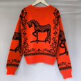 thumbnail image 3 of Suéter de punto Sandros para mujer, estilo francés Y2K, con imágenes de caballos y diamantes de imitación para otoño e invierno, ropa de diseñador de alta gama para mujer, 3 of 4