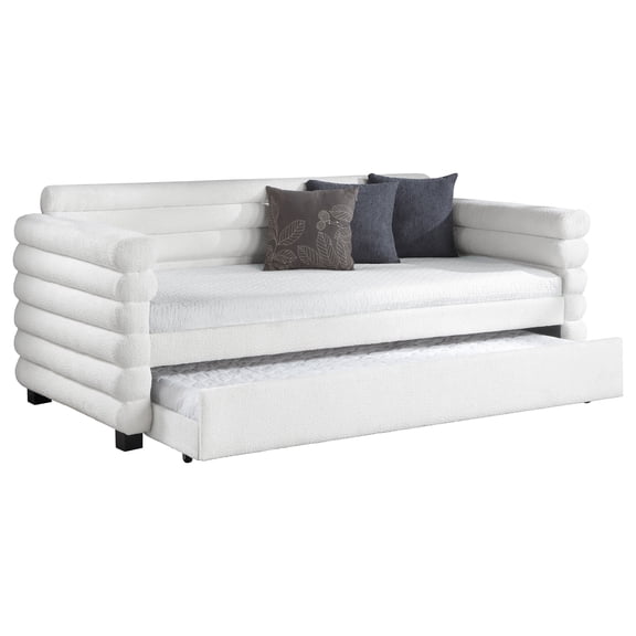 JUYG Twin Upholstered Daybed with Trundle, White