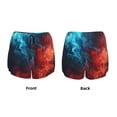 thumbnail image 3 of Pofeuu Red And Blue Fire Print Women's Athletic Shorts Running Workout Shorts Tummy Control Quick Dry Gym Shorts with Pockets Double layer sports shorts-Small, 3 of 7