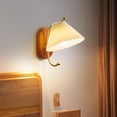 thumbnail image 2 of Modern Fabric Wall Lamp Wood Wall Sconce Elegant Headboard Light, Bedroom Bedside Wall Mount Lighting Fixture, Bedroom Bedside Living Room Hallway E27 Wall Sconces, 2 of 6