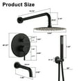 thumbnail image 4 of Boyel Living 10 in Shower System Wall Mount Rainfall Shower Head with Handheld Shower and Bathtub Tub Spout,3-function Bathroom Round Shower Combo Set Tub Faucet,Shower Faucet Set in Matte Black, 4 of 10