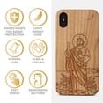 thumbnail image 4 of Case Yard Wooden Case Outside Soft TPU Silicone, Slim Fit Shockproof Wood Protective Phone Cover for Girls Boys Men and Women, Supports Wireless Charging St. Jude Design case for iPhone-XS-Max, 4 of 7