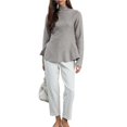 thumbnail image 3 of Suéter de Larga con Cuello Alto y Volantes para Mujer, Colección Otoño 2025 Gris M, 3 of 8