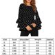 thumbnail image 5 of Blusa de manga larga Jumpingount con cuello estampado de puntos para mujer color negro L, 5 of 5