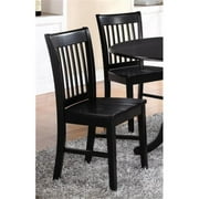 East West Furniture  Norfolk Dining Chair with Wood Seat in Black Finish Pack of 2