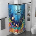 thumbnail image 3 of SPXUBZ Cartoon Tropical Fish Shower Curtain for Bathroom and Bathtubs, Blue Ocean Theme Waterproof Kids Bathroom Shower Curtain Thickening Washable Shower Curtain, 72" x 72" 12 Hooks Included, 3 of 5