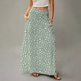 thumbnail image 4 of WTOBBY Women's Flowy Bohemian Floral Maxi Skirt Casual Summer Beach Long Skirt Elastic Waist Lightweight Tiered Pleated Skirt with Side Slit and Drawstring Closure,Mint Green 2XL, 4 of 5