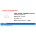 thumbnail image 2 of Cabin Air Filter - Compatible with 2003 - 2011 Honda Element 2004 2005 2006 2007 2008 2009 2010, 2 of 2