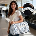 thumbnail image 3 of Garronmavis Large Quilted Duffle Bag for Women, Blue Floral Weekender Overnight Travel Carry On Tote, Gym Dance Shoulder Bag with Zipper Pockets & Luggage Sleeve, 3 of 7
