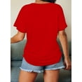 thumbnail image 4 of Womens Short Sleeve V Neck Dolman Tops with Side Shirring Loose Fit Shirts, 4 of 5