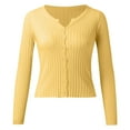 thumbnail image 4 of Vedolay Womens Sweater Open Front Casual Solid Color Knit Coat Sweaters 2023 Yellow,L, 4 of 5