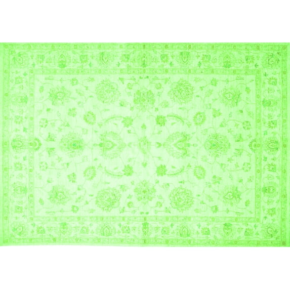 Ahgly Company Indoor Rectangle Oriental Green Traditional Area Rugs, 7' x 10'