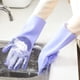 thumbnail image 2 of Guantes de silicona para lavavajillas, guantes reutilizables para lavavajillas, cepillo de limpieza resistente al calor con esponjas para cocina, limpieza, baño, lavado de coches (púrpura), 2 of 5