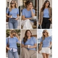 thumbnail image 6 of QUALFORT Women’s Short Sleeve Cable Knit Sweater, Crew Neck Lightweight Pullover, Blue, Size XL, 6 of 7