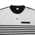 thumbnail image 6 of WREESH Men's Striped Henley Shirts Casual Short Sleeve Shirt with Button Front and Turndown Collar Striped Top for Versatile Style White, 6 of 8