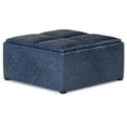 thumbnail image 1 of Simpli Home Avalon 35" Faux Leather Square Storage Ottoman in Denim Blue, 1 of 8