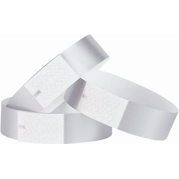 300Pcs Party Wristbands Silver Event Armband Bulk Waterproof Bracelets Wristband Badges Event Identification Armbands for Events Amusement Parks Clubs Concert Music Festival Silver DIY