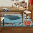 thumbnail image 2 of TOWN & COUNTRY EVERYDAY Hibiscus Bloom Border Modern Floral Indoor Outdoor Area Rug, UV Fade Resistant, High-Low Pile, Light Blue/Red/Ivory, 5'2"x7'2", 2 of 13