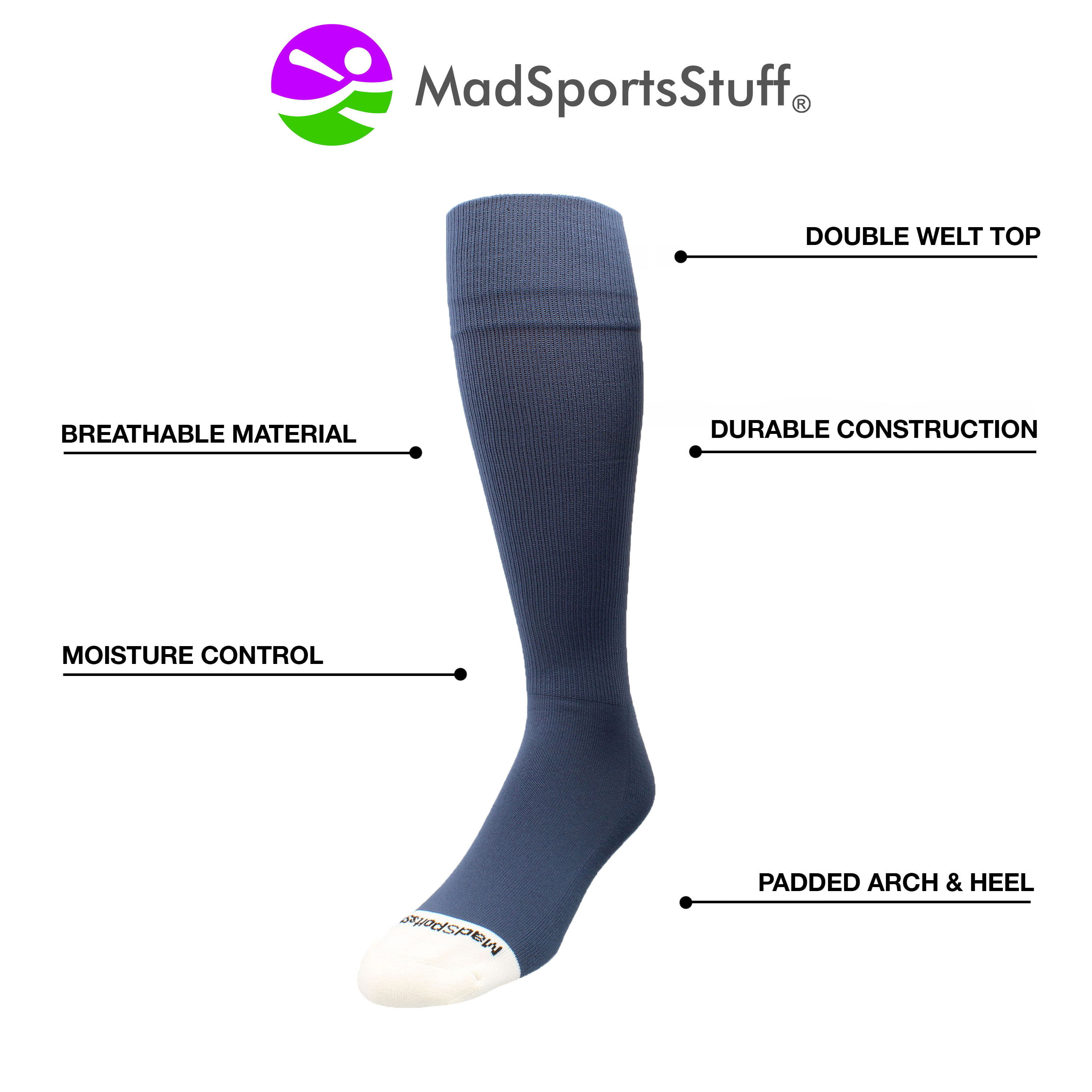MadSportsStuff Pro Line Over The Calf Softball Socks 