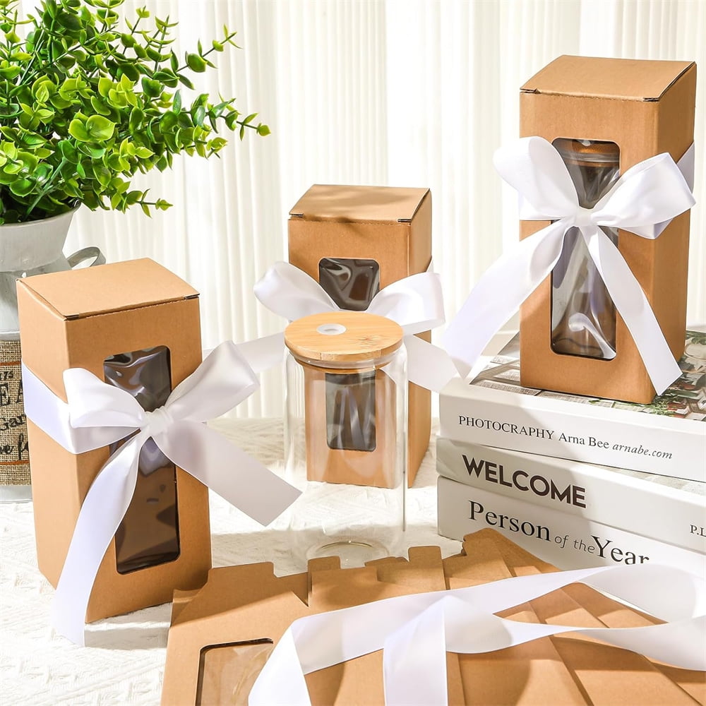 NOGIS 10 Pcs Gift Boxes with Ribbon for Sublimation Glass