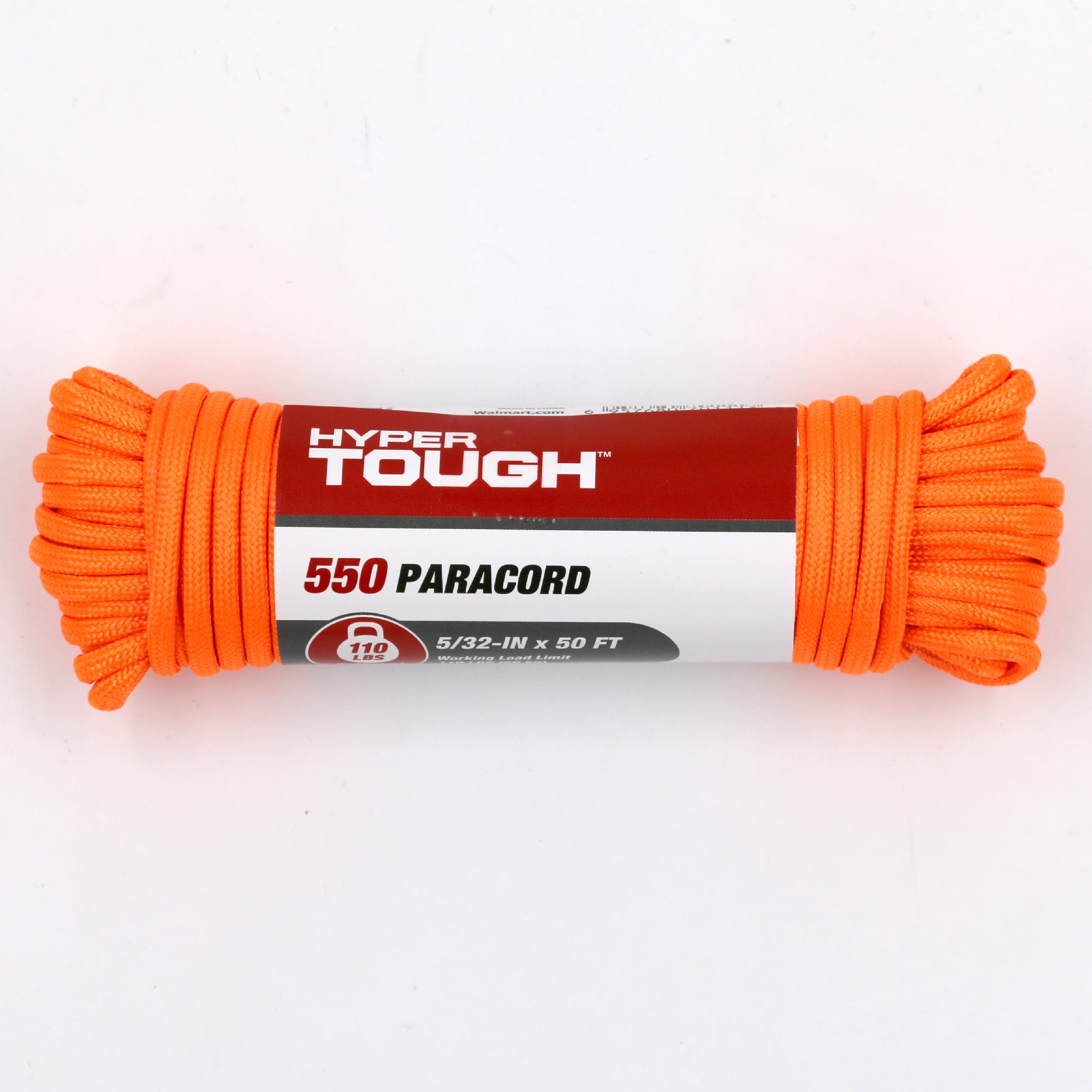 Hyper Tough 550 Utility Paracord Rope, Orange, 5/32 inch x 50 feet