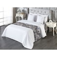 thumbnail image 3 of Nature Bed Runner, Botanical Inspired Flora Sketch Pattern With Leaves on Weathered Back, Decorative Accent Bedding Scarf for Hotels Homes & Guest Rooms, Queen, Charcoal Grey Pale Grey, by Ambesonne, 3 of 3