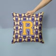 thumbnail image 2 of Letter R Football Purple and Gold Fabric Decorative Pillow, 2 of 4