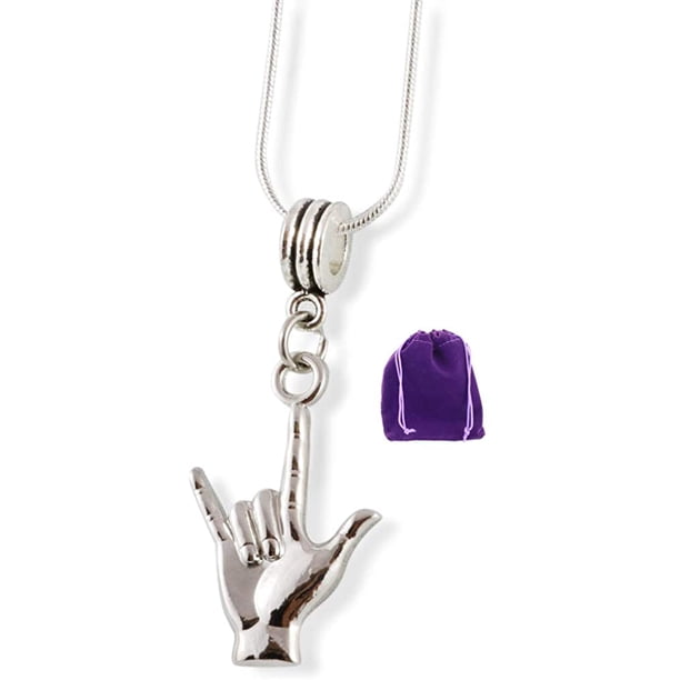 Sign Language ASL I Love You Charm Necklace Pendant American Sign ...