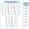 thumbnail image 2 of Bates- Duplex Wall Plate, 5 Pack, White Outlet Covers Wall Plate, 2 of 7
